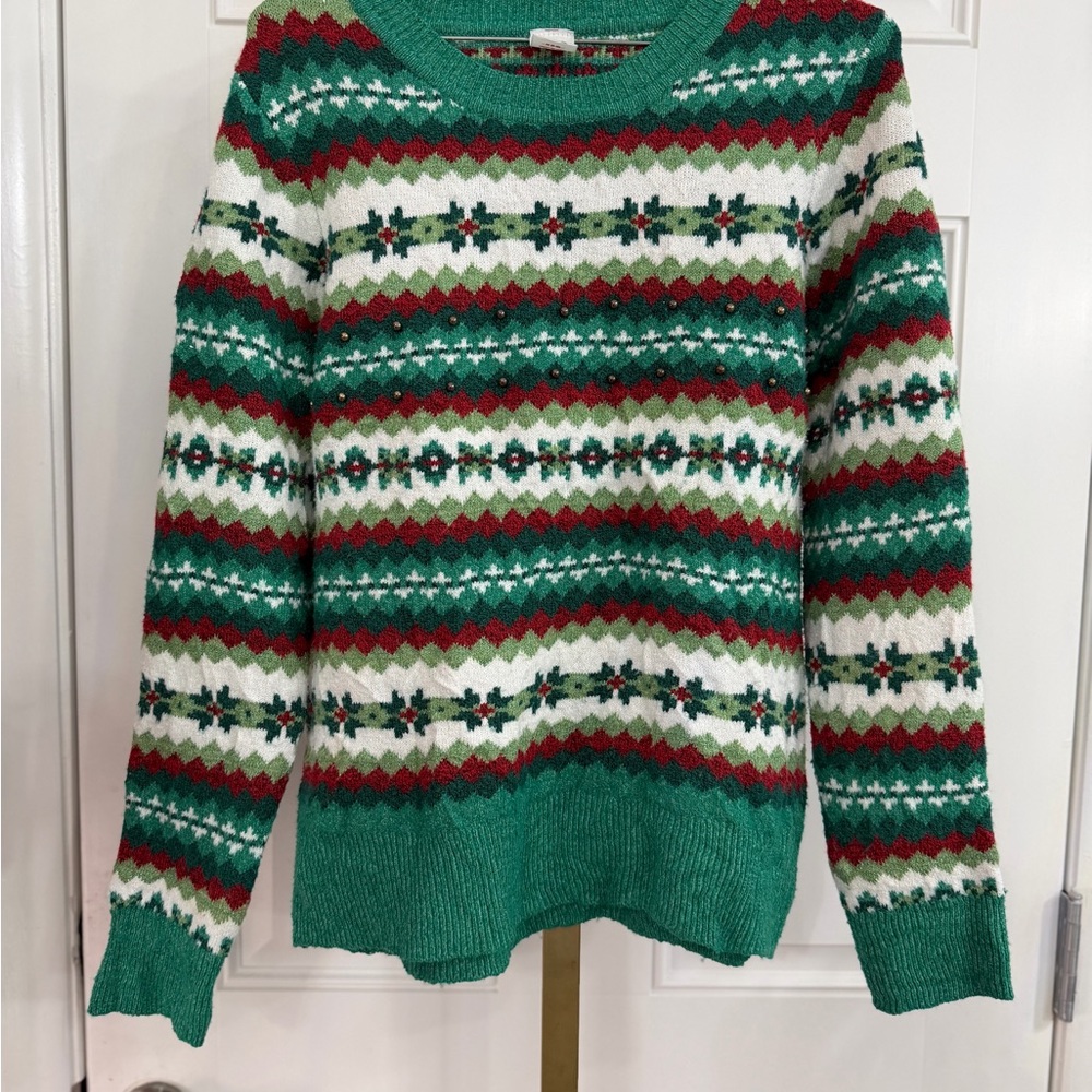 Festive Green and Red Women's Sweater